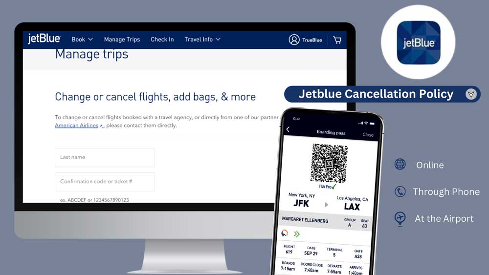 jetblue online flight change