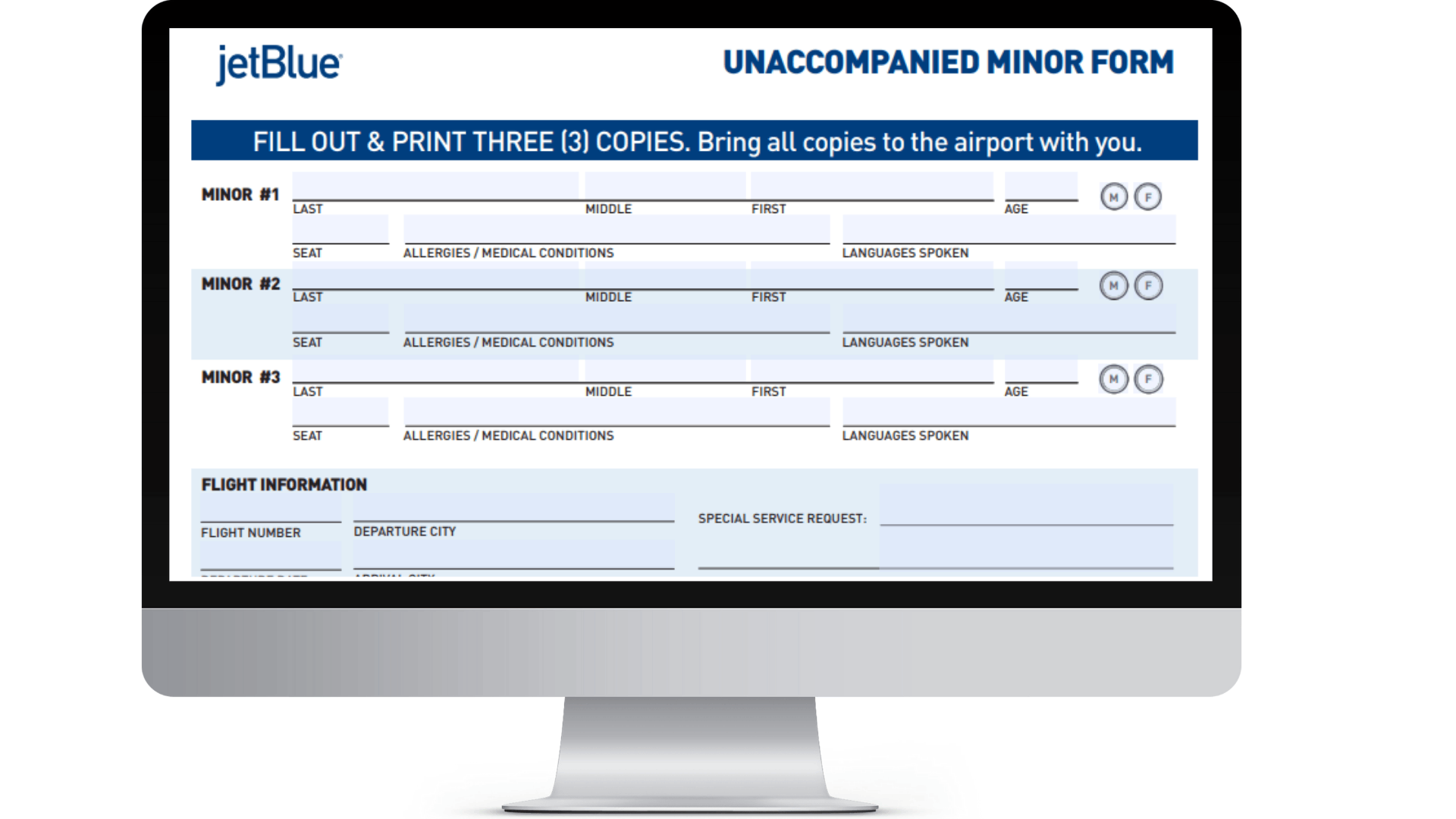 Jetblue Unaccompanied Minor Form